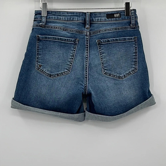 Kut From The Kloth Chloe Boyfriend Rolled Cuff Denim Shorts - Size 4 - Picture 3 of 7